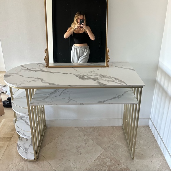 Faux marble and gold console table! - Picture 2 of 3